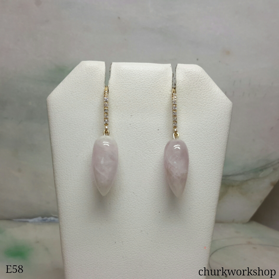 Pale lavender jade ear hooks