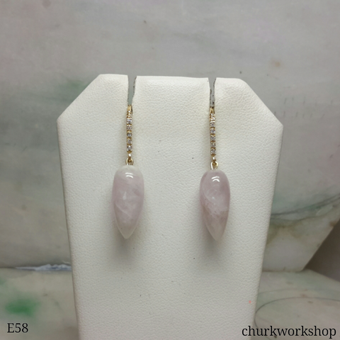 Pale lavender jade ear hooks