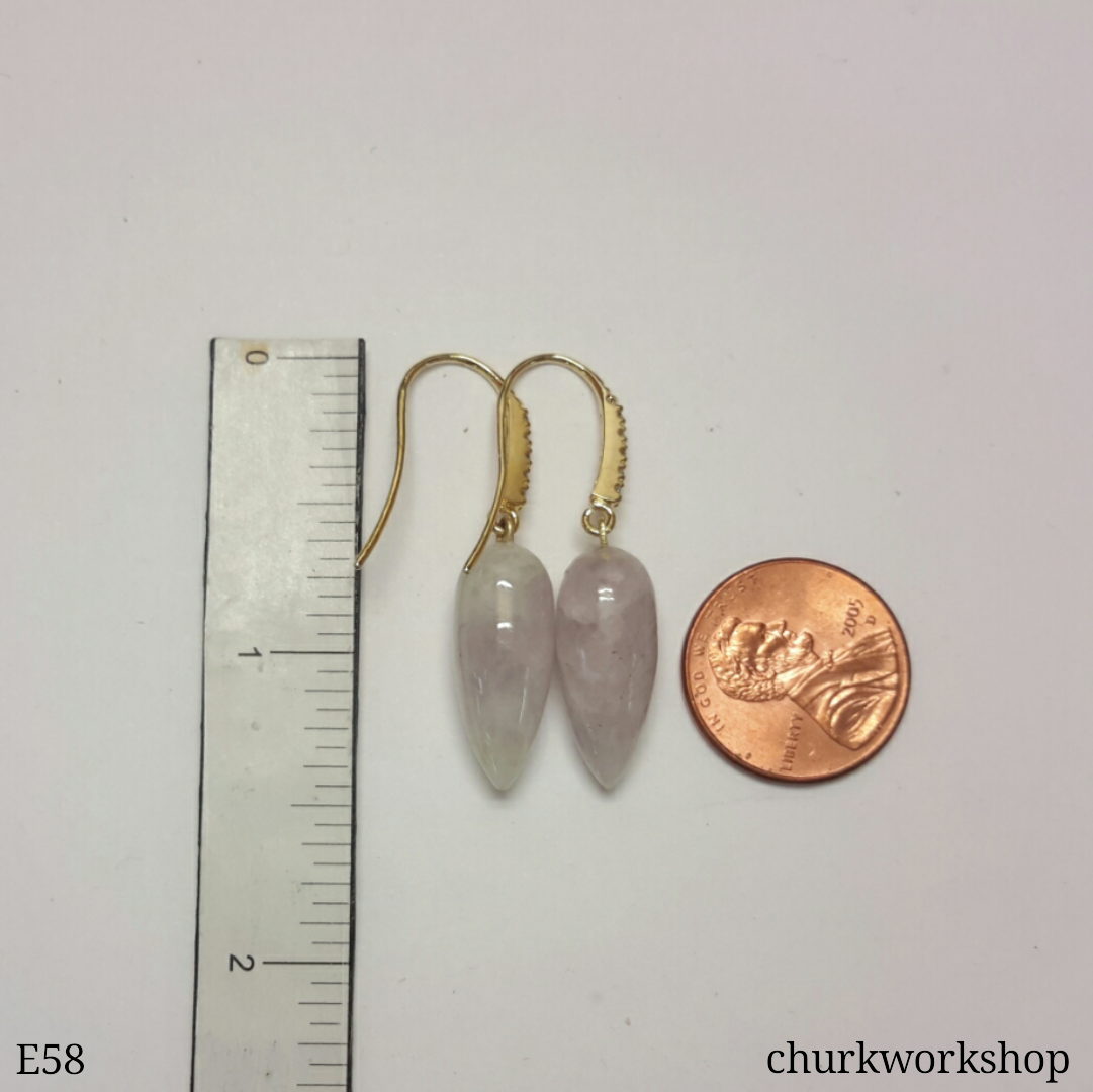 Pale lavender jade ear hooks