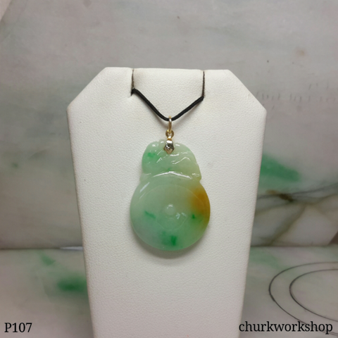 Multi color jade pendant with 14K bail