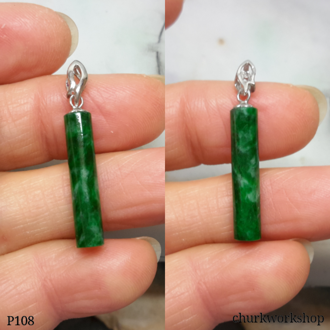 Dark green small jade cylinder