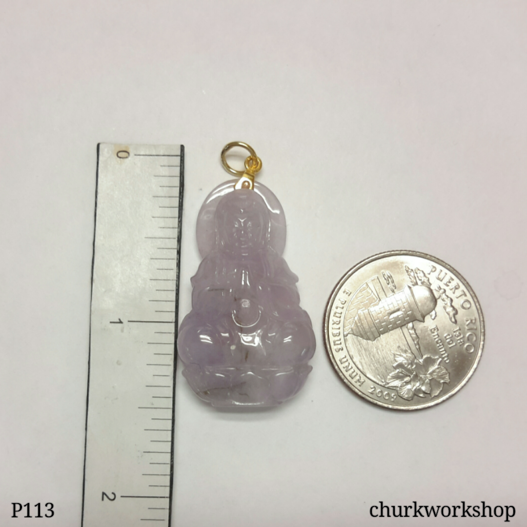 Lavender jade lady Buddha 14K