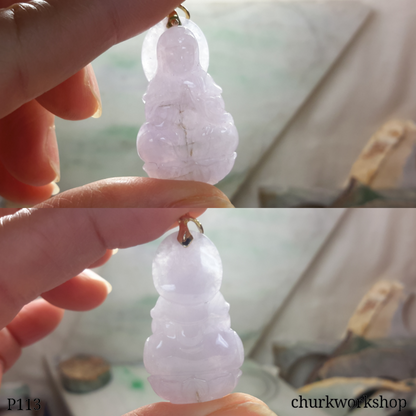 Lavender jade lady Buddha 14K