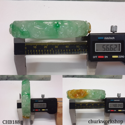 Multi-color jade carved bangle