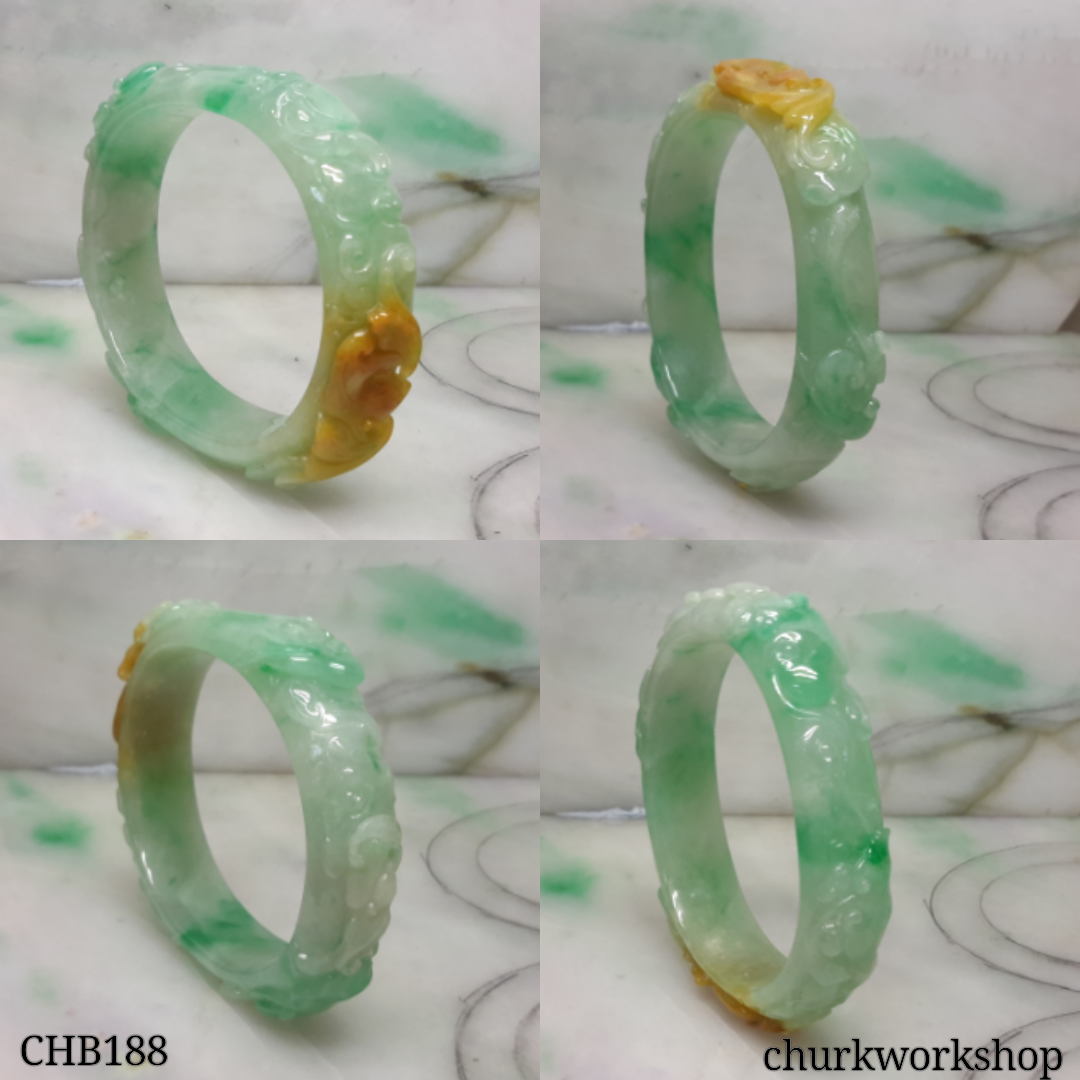 Multi-color jade carved bangle