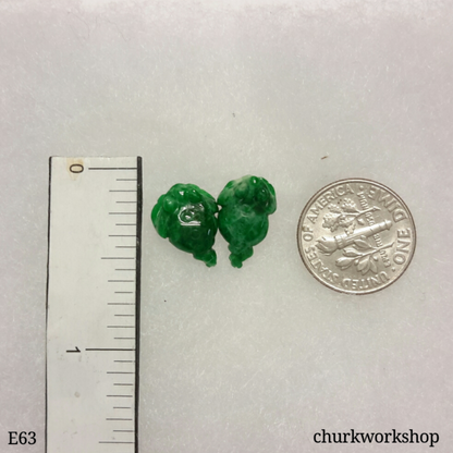 Green jade lucky toad silver ear studs