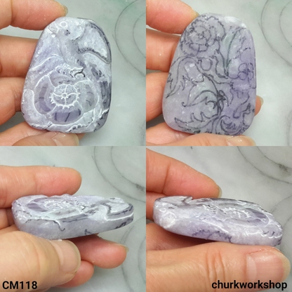 Reserved for Lou      14K lavender jade carved pendant