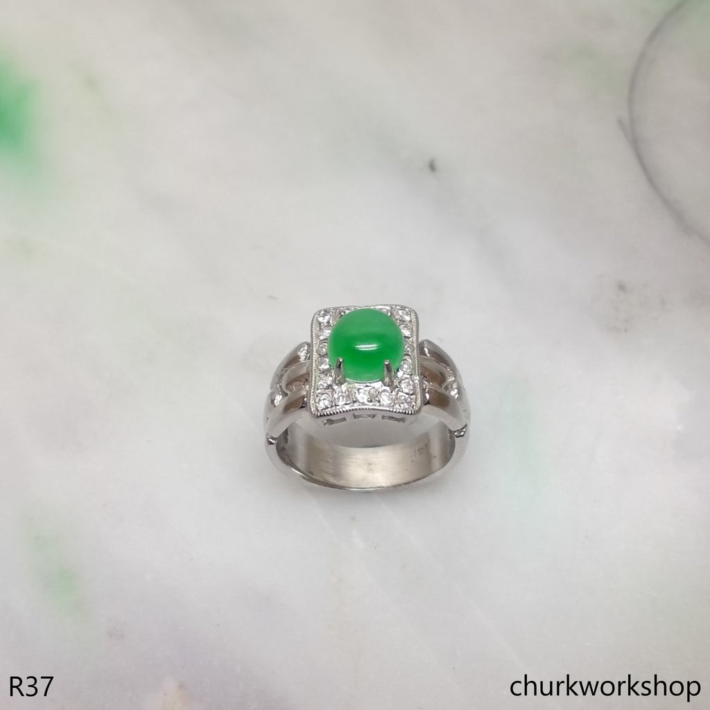 18K yellow gold diamond green jade ring – Churk Work Shop