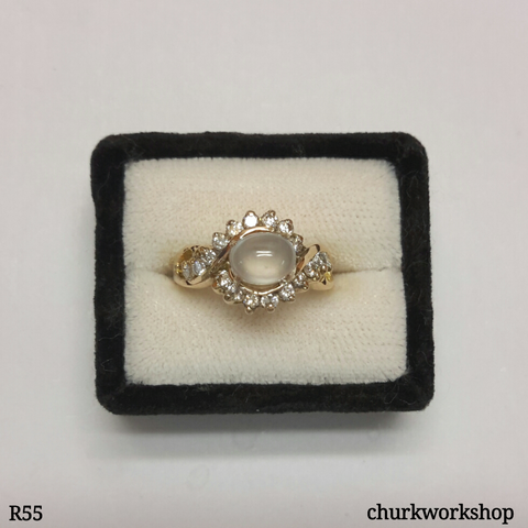 Icy jade 18K diamond ring