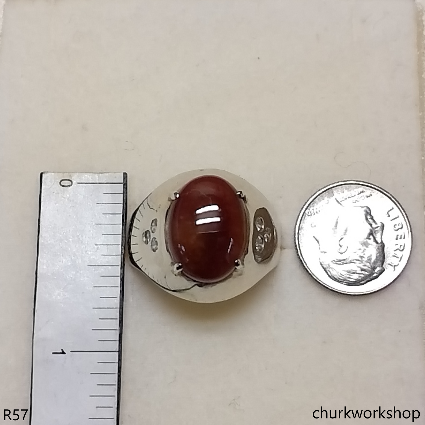 14k yellow gold red jade man's ring