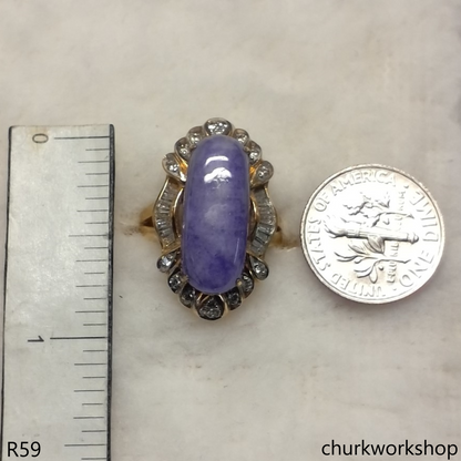 18k yellow gold diamond lavender jade ring