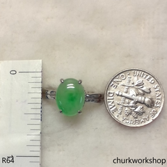 Light green jade ring 14K white gold