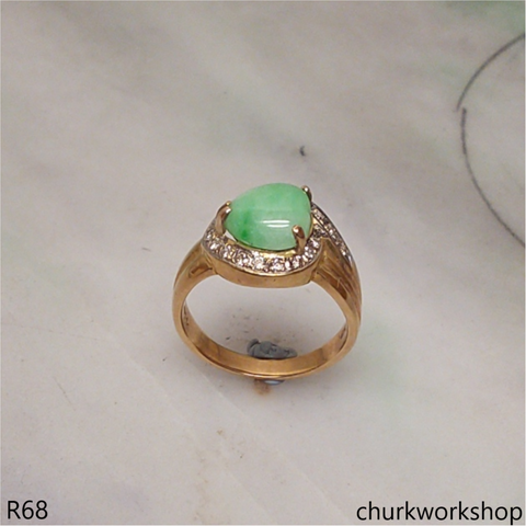 Heart jade 18K diamond ring