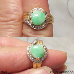 Heart jade 18K diamond ring