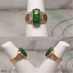 18K yellow gold diamond green jade ring