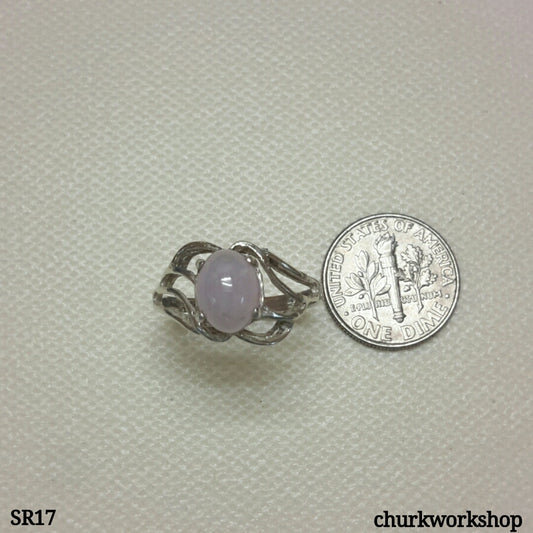 Lavender jade sterling silver ring