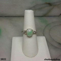 Oval jade silver ring