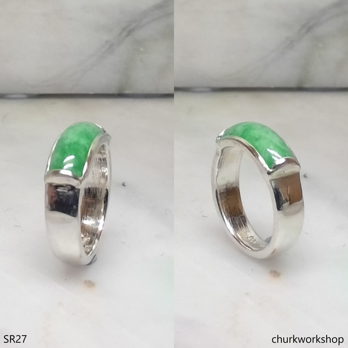 Silver jade ring