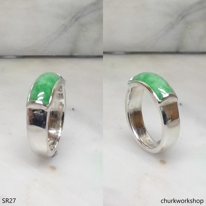 Silver jade ring