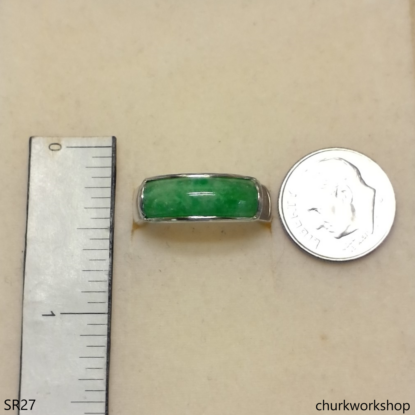 Silver jade ring