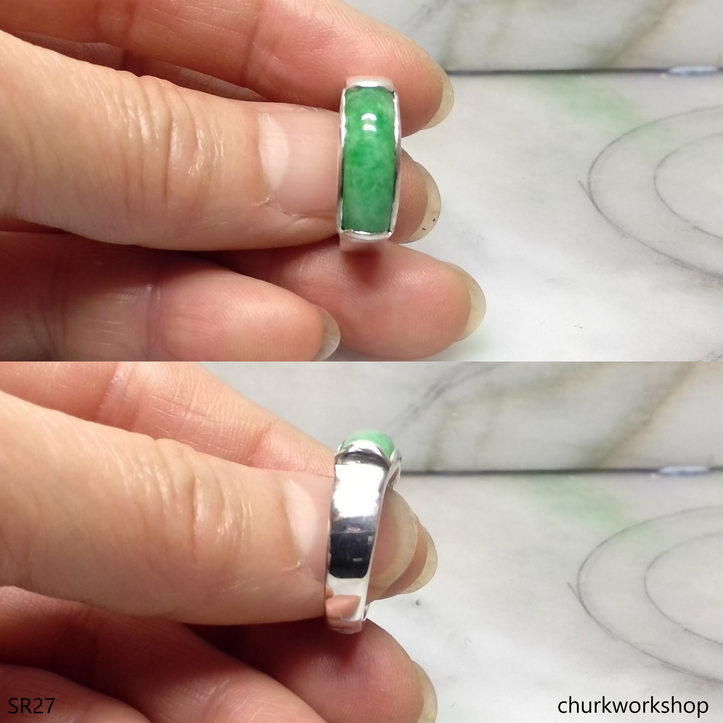 Silver jade ring