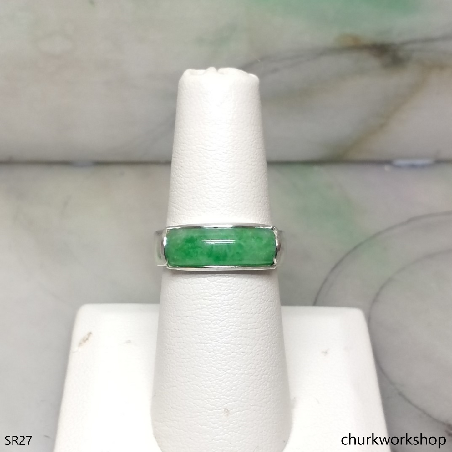 Silver jade ring