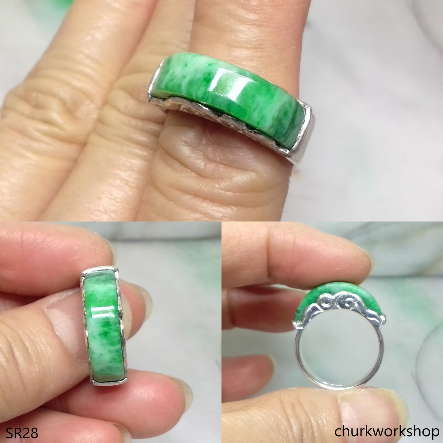 Silver jade ring