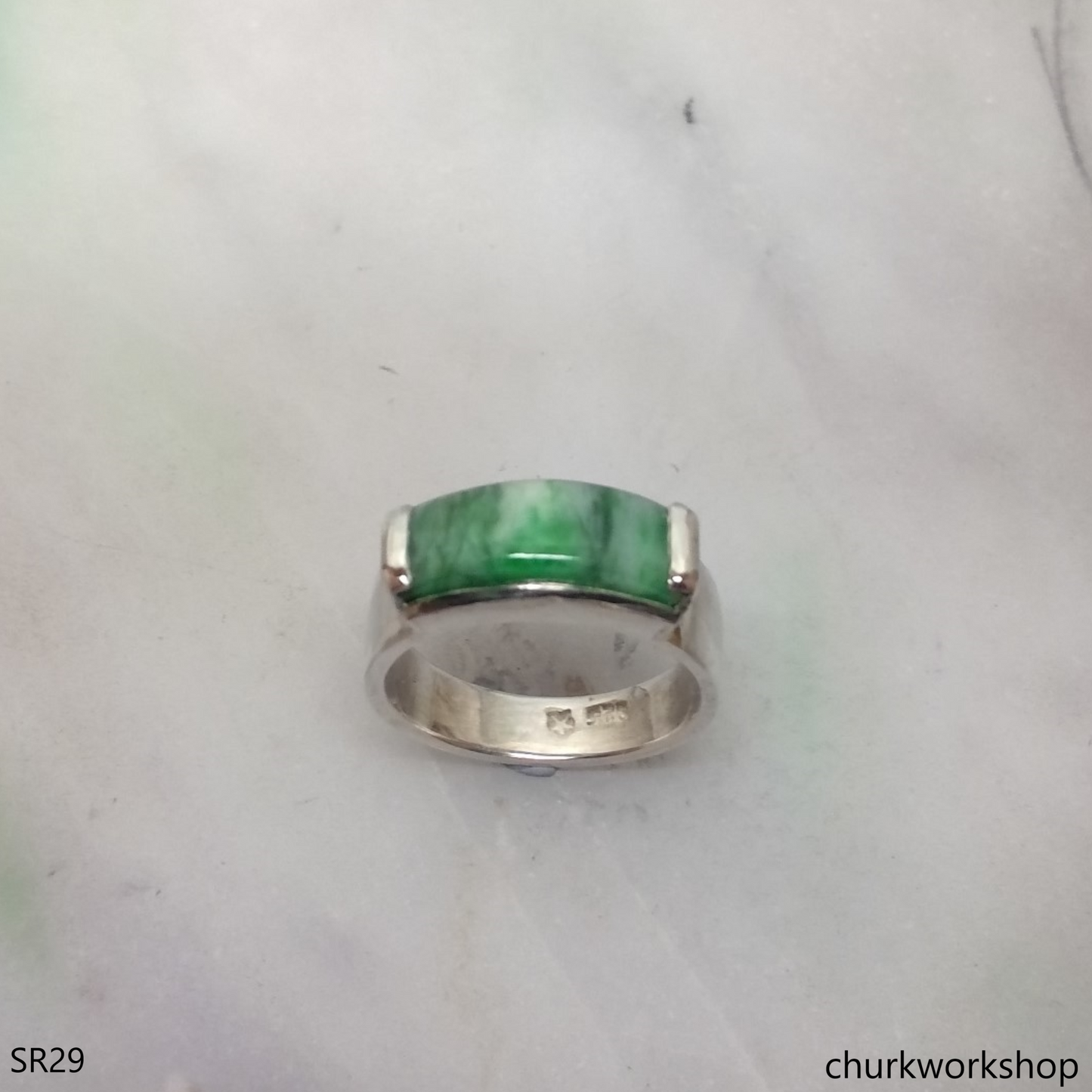 Silver jade ring