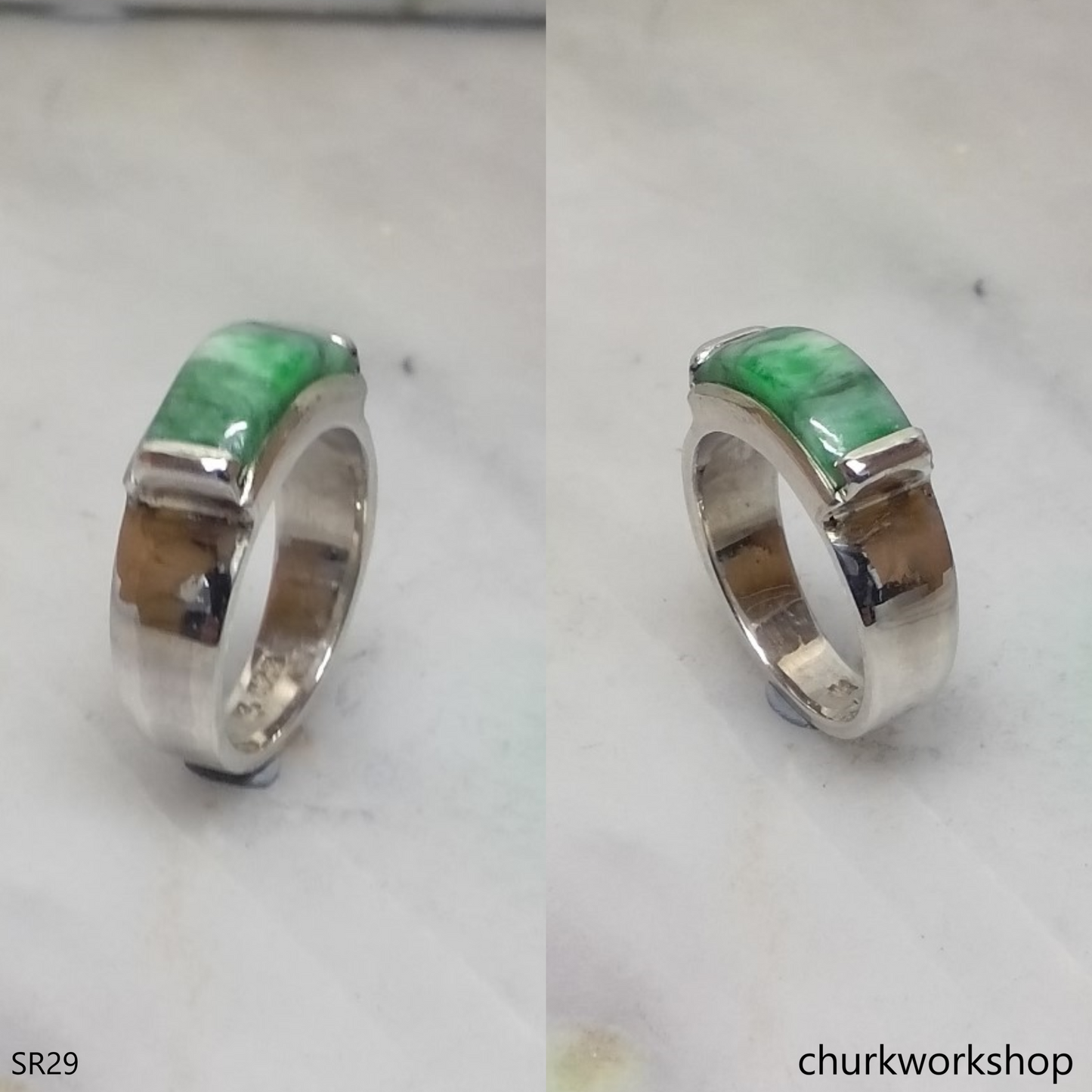 Silver jade ring