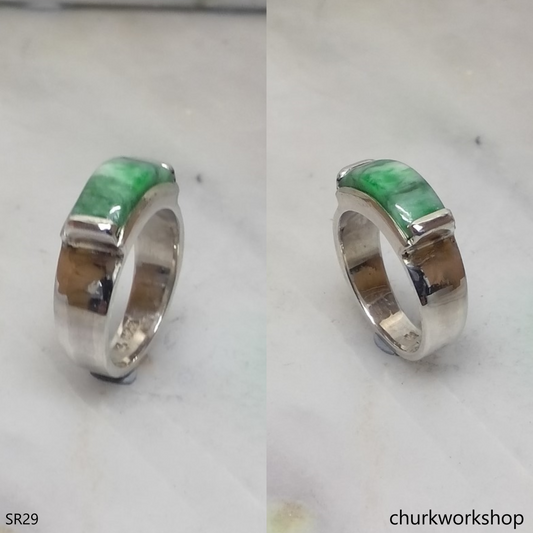 Silver jade ring