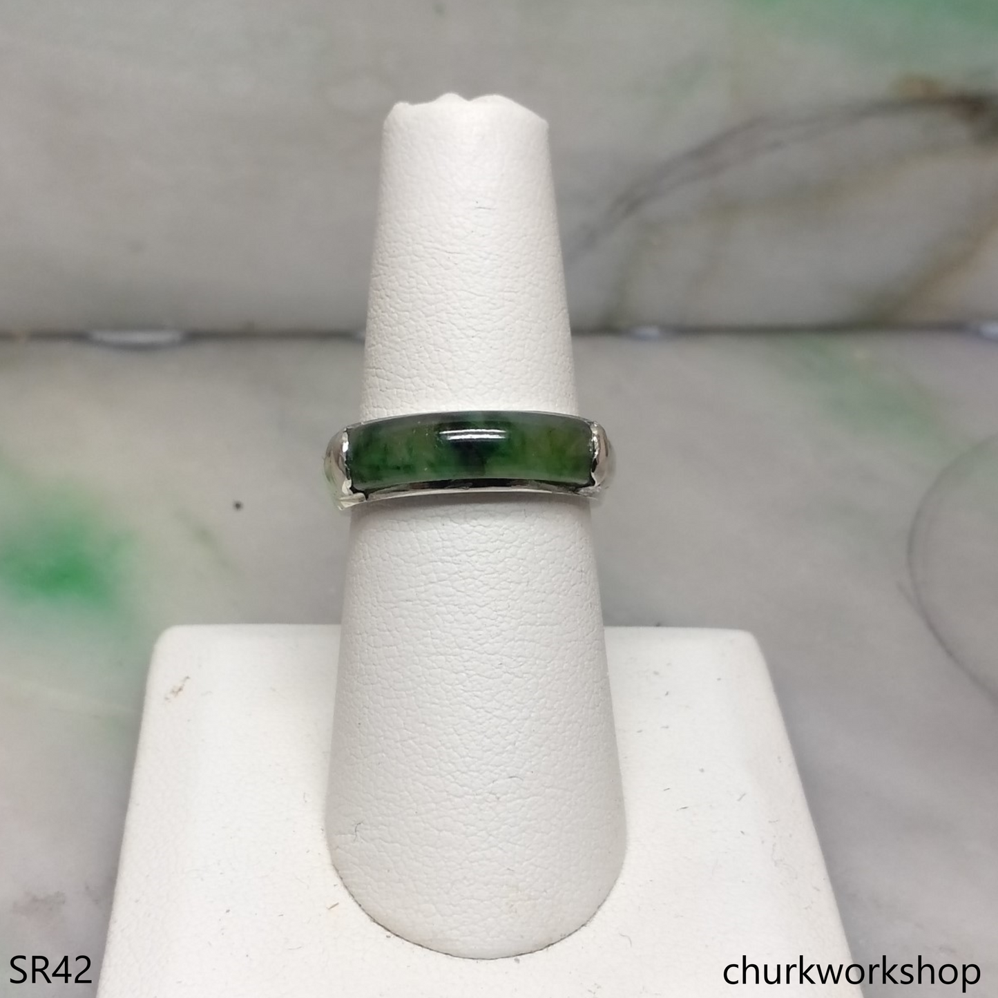 Silver jade ring