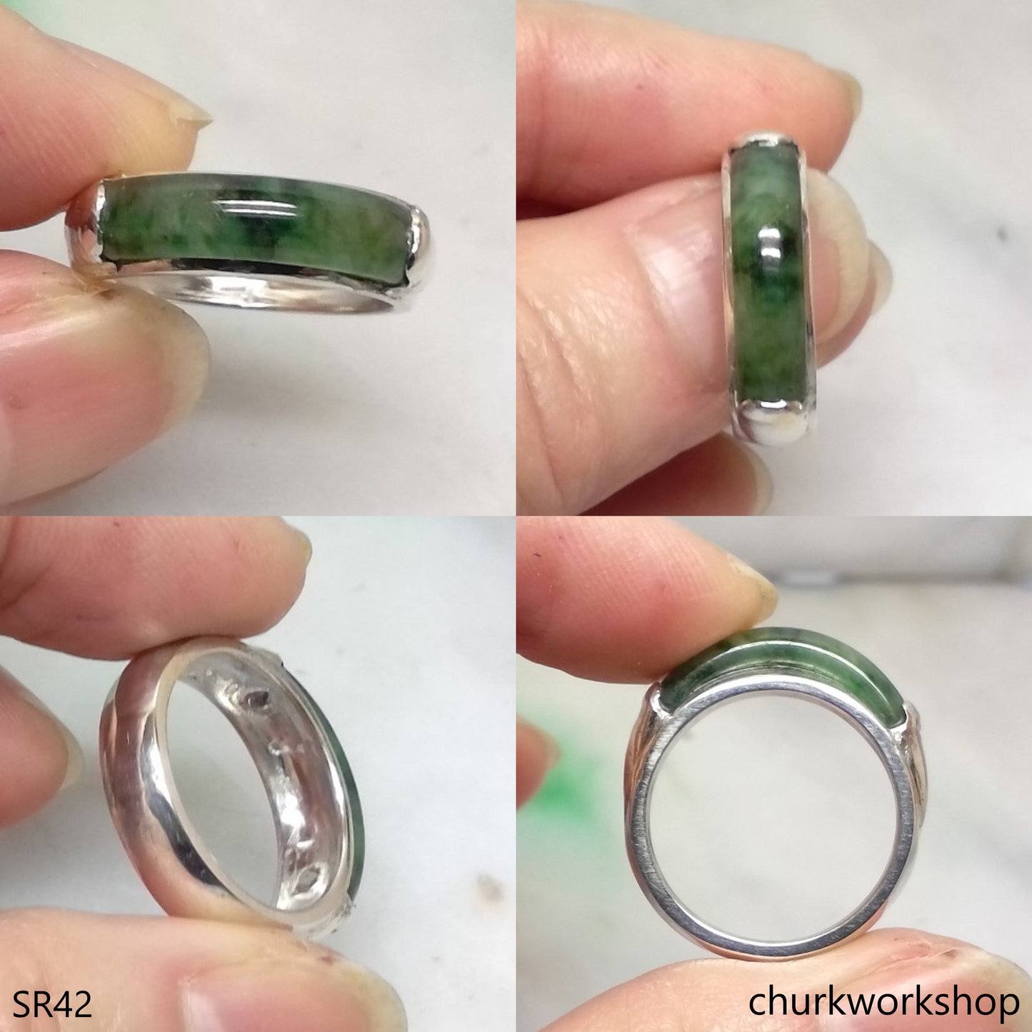 Silver jade ring