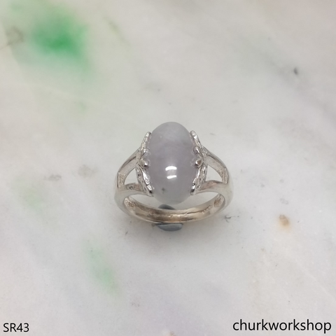 Lavender jade sterling silver ring