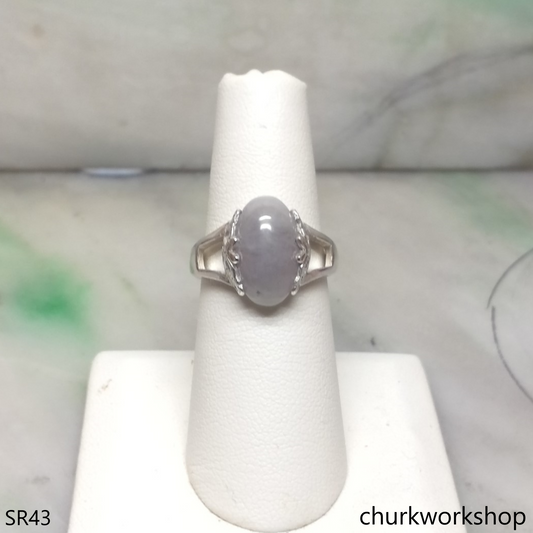Lavender jade sterling silver ring