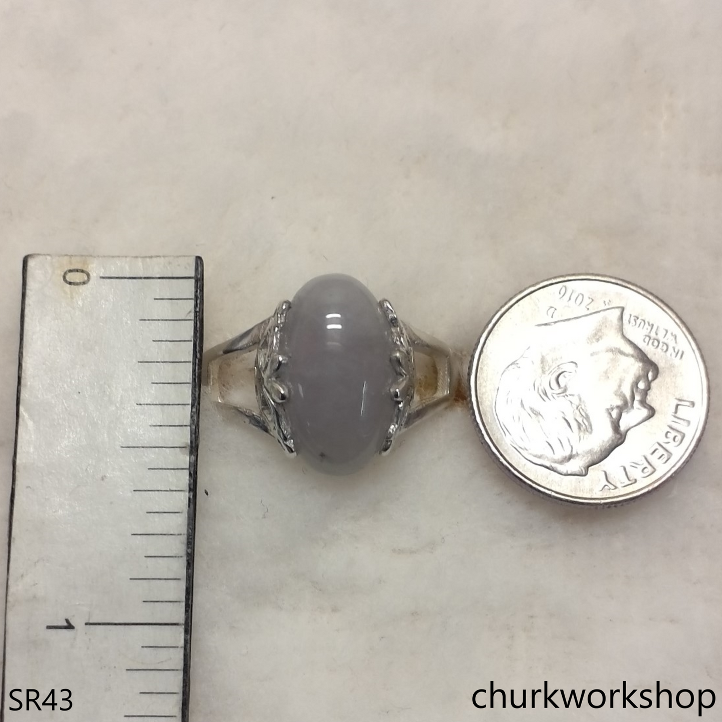 Lavender jade sterling silver ring