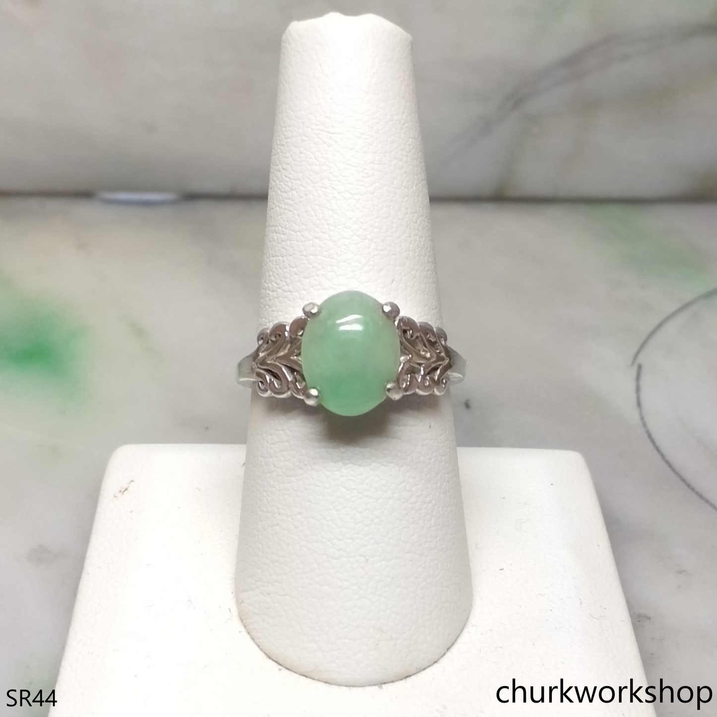 Light green jade ring