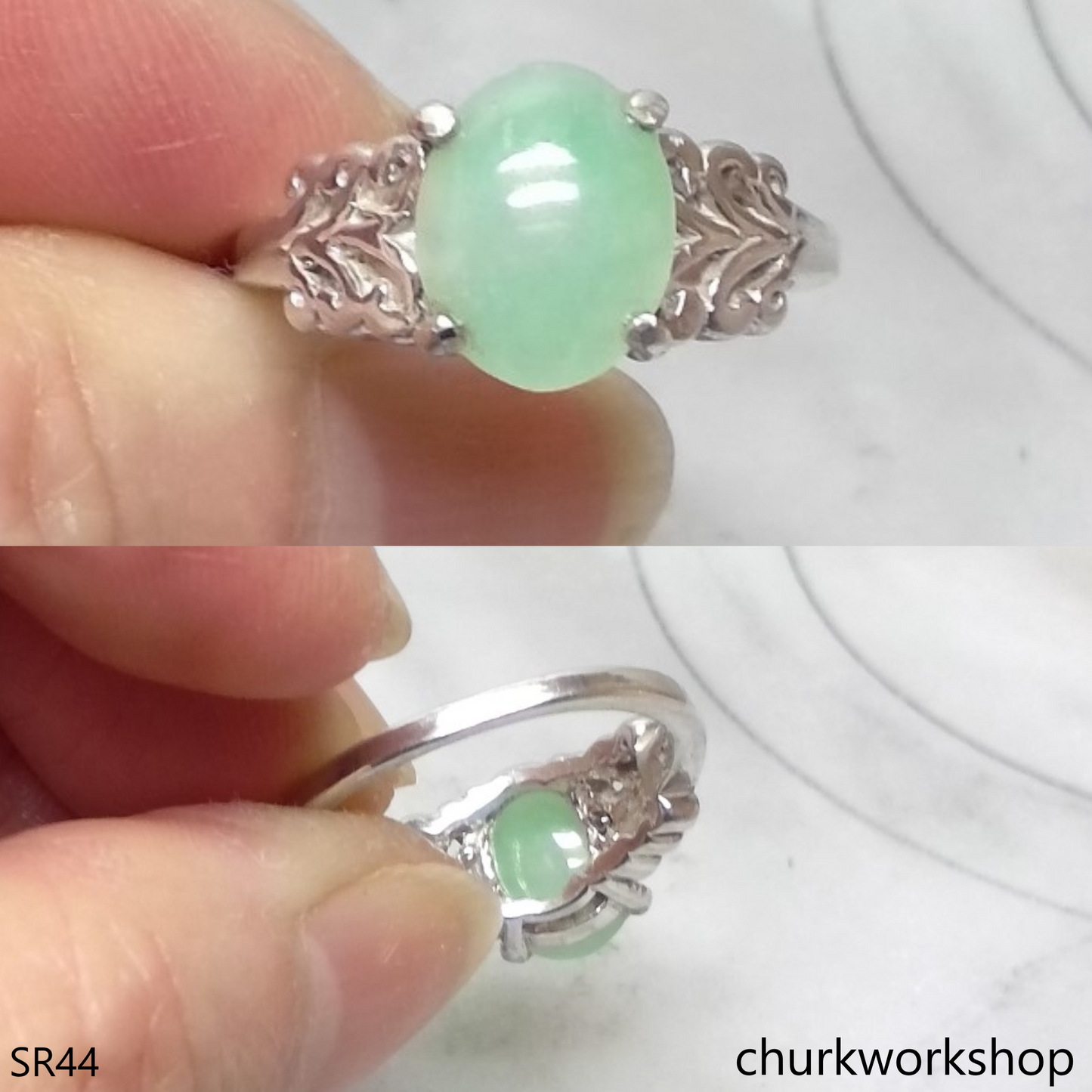 Light green jade ring