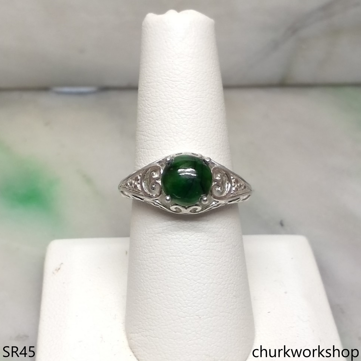 Dark green color jade ring