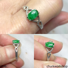 Small oval jade silver ring