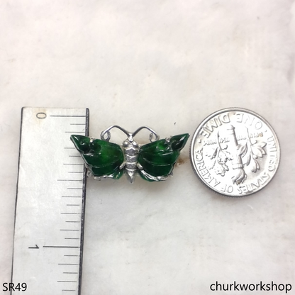 Silver jade butterfly ring