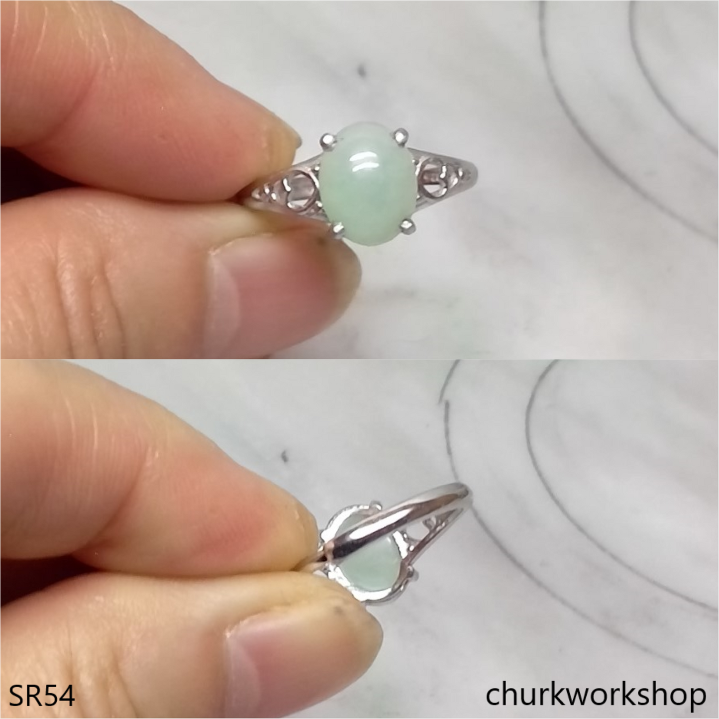 Pale green jade ring