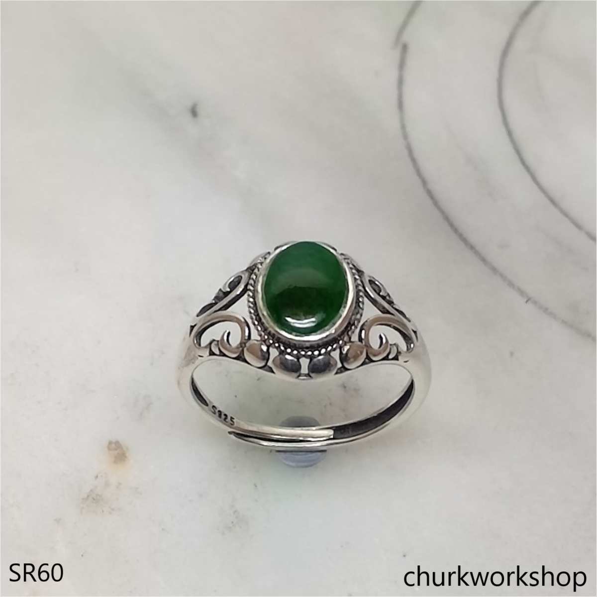 Dark green color jade ring