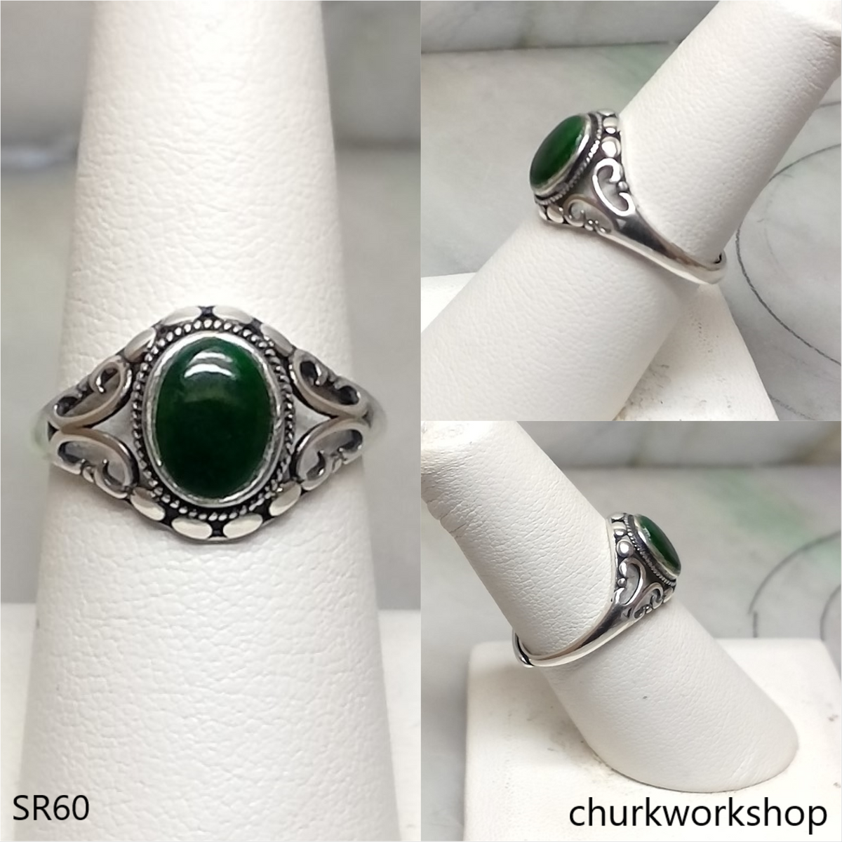 Dark green color jade ring