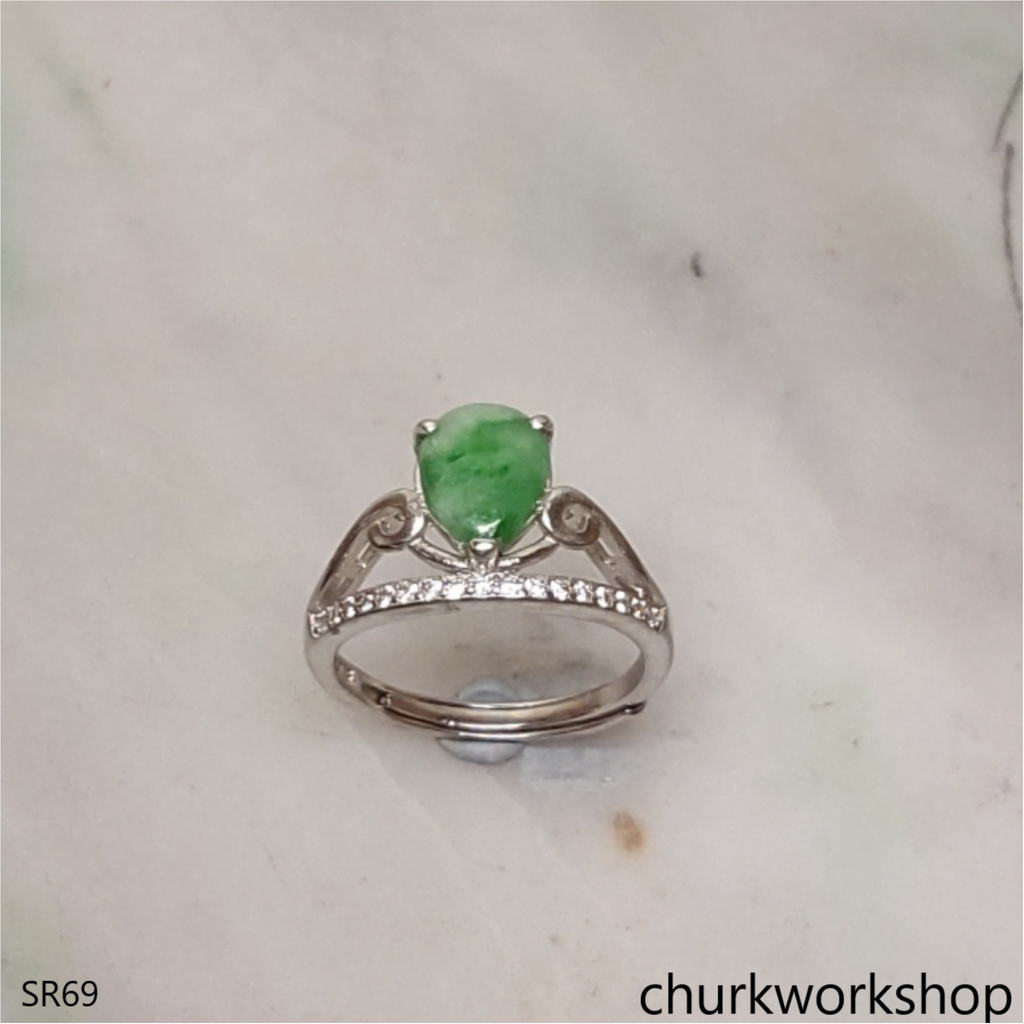 Sterling silver jade ring