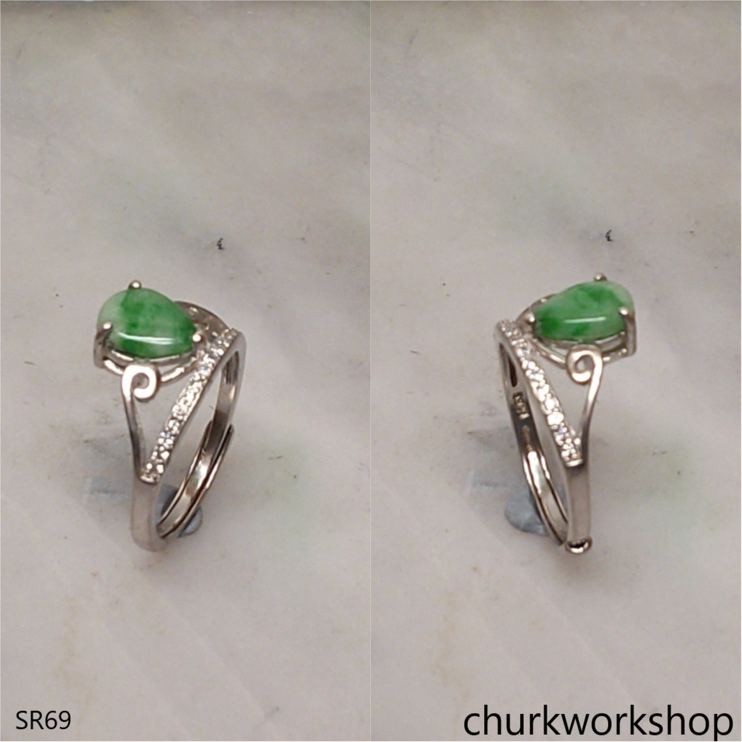 Sterling silver jade ring
