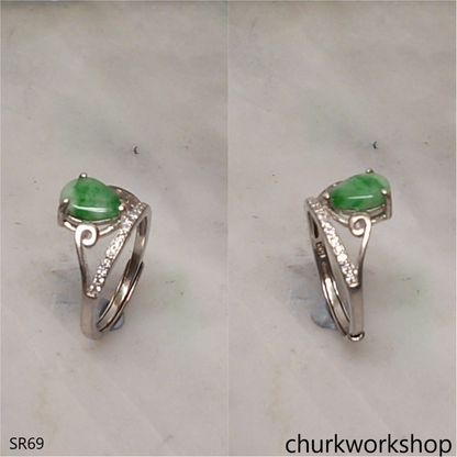 Sterling silver jade ring