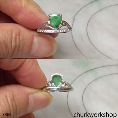 Sterling silver jade ring