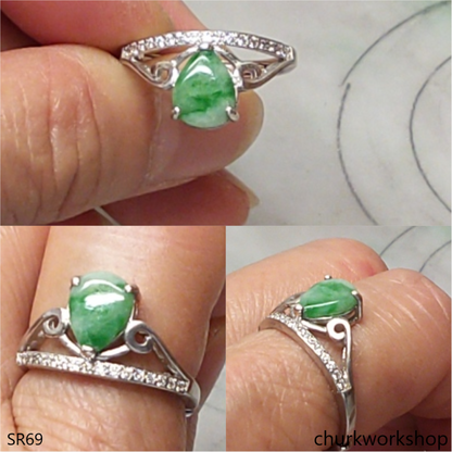 Sterling silver jade ring