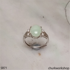 Sterling silver oval  jade ring