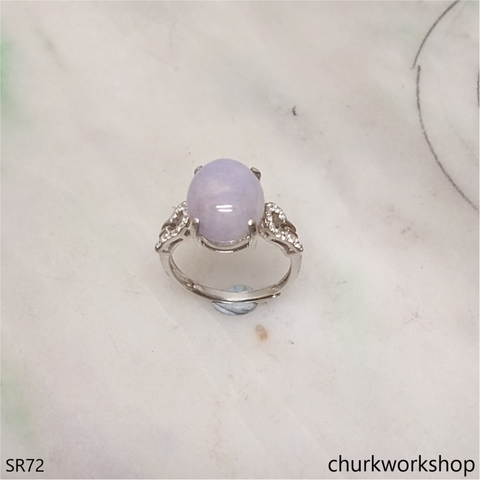 Lavender jade sterling silver ring
